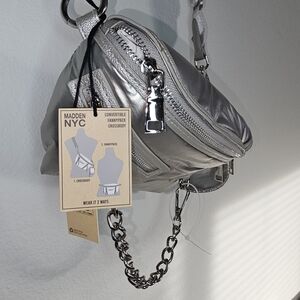 Madden NYC Silver Convertible Crossbody Bag
